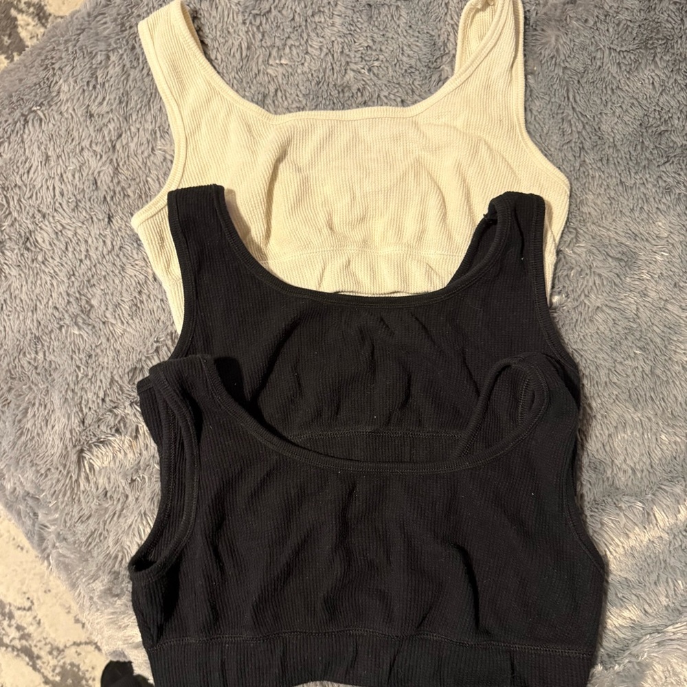 Black and Cream Women's Waffle Bralettes- set of 4!